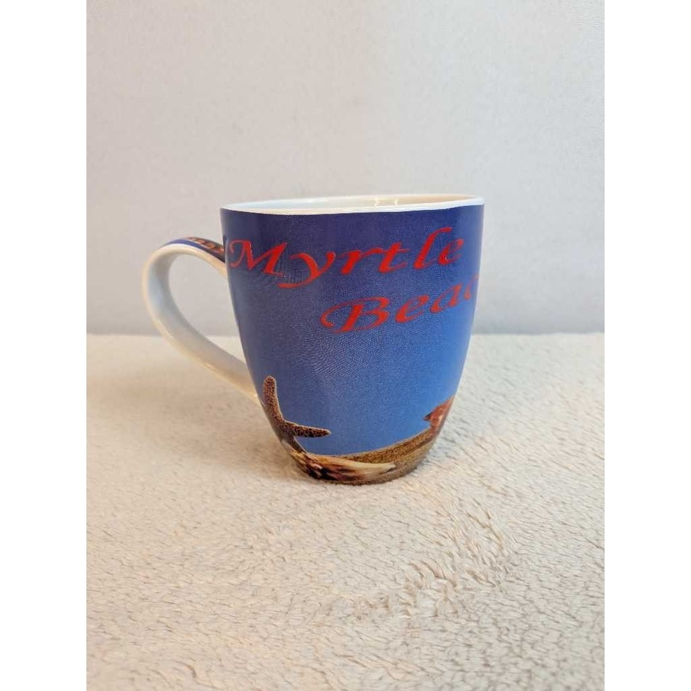 Myrtle Beach Starfish‎ Seashell Coastal Coffee Mug Cup Beach Souvenir Blue